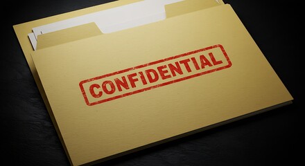 This close-up shot of a "CONFIDENTIAL" stamped folder highlights the paramount importance of information protection and legal compliance, representing a key aspect of business ethics and risk manageme