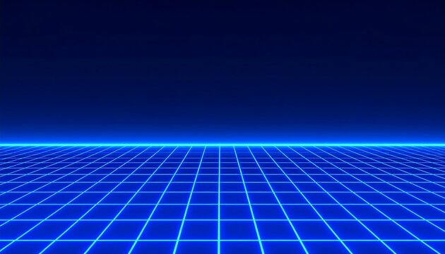 Retro Blue Grid Horizon. - Powered by Adobe