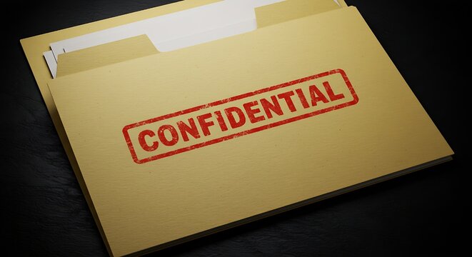 This close-up shot of a "CONFIDENTIAL" stamped folder highlights the paramount importance of information protection and legal compliance, representing a key aspect of business ethics and risk manageme