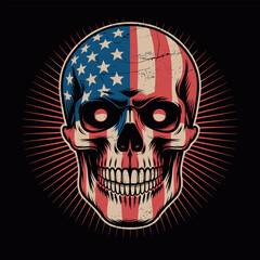 American Flag Skull Graphic Design with Grunge Texture