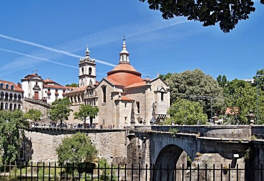 Serene view of the Church of Sao Goncalo and Fervenca bridge in Amarante, Portugal