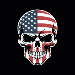 American Flag Skull Design on Black Background
