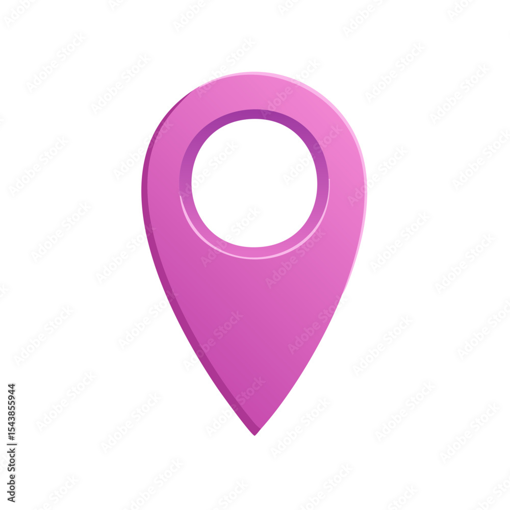 Poster shiny pink map pin icon for location markers on maps and applications with a black background
