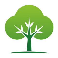 Green Tree Illustration on Black Background for Ecology and Nature Concepts
