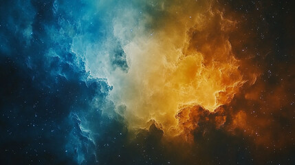 Fototapeta premium Cosmic Nebula Blue and Orange Hues