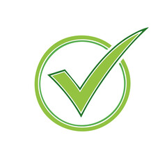 Green Checkmark Icon in Circle Shape Vector Design Symbol of Approval on Black Background