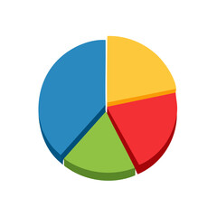 Fototapeta premium Colorful Pie Chart with Blue, Green, Red and Yellow Slices for Data Visualization and Statistical Analysis