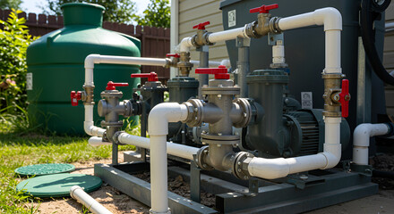 Water Pump System with Pipes and Valves