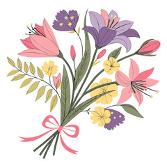 Charming Spring Bouquet Delicate Lilies and Pastel Flowers