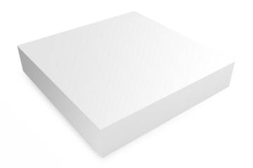 A simple, flat, white rectangular object with a smooth surface, often used for various purposes like packaging or design.