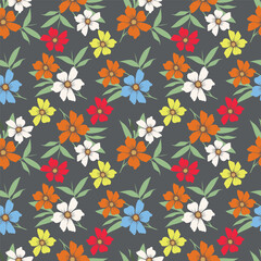 Cute feminine seamless watercolor pattern with little tiny wildflowers, hand drawn