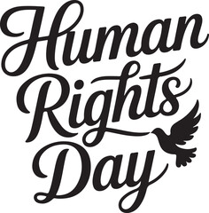 Typography Calligraphy Design of the text Human Rights Day in silhouette Vector Art 