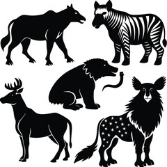 Fototapeta premium Majestic Wildlife Silhouettes A Collection of Elegant Animal Designs