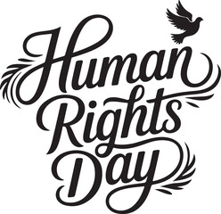 Typography Calligraphy Design of the text Human Rights Day in silhouette Vector Art 