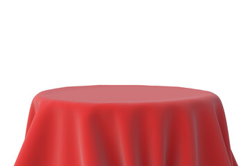 Empty bar table with cloth isolated on white background. Furniture for cafe. 3d render