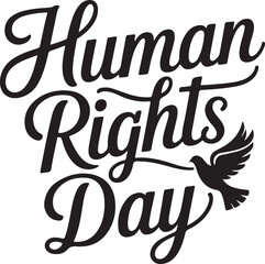 Typography Calligraphy Design of the text Human Rights Day in silhouette Vector Art 