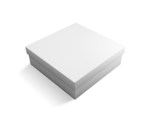 A simple, closed white box with a clean design, suitable for packaging or storage purposes.