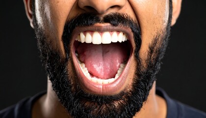 Mans Angry Open Mouth Closeup.