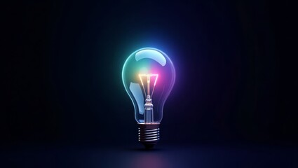 Illuminated Glass Lightbulb Rainbow Filament Dark Background