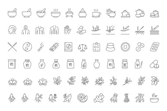 Illustration of traditional Chinese medicine including herbs, acupuncture, yin-yang balance, and holistic healing methods.