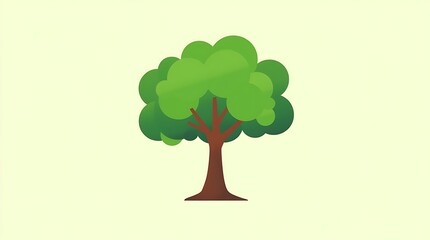 Vibrant Green Tree Icon, Flat Vector Illustration, Clean Symmetrical Design