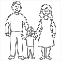 Happy family continuous line drawing illustration