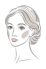 Elegant Line Art Portrait of a Beautiful Woman with Soft Makeup