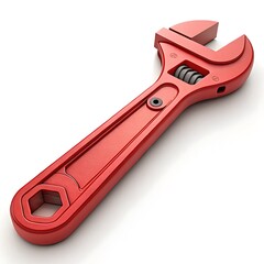 Fototapeta premium Red adjustable wrench tool isolated on white background