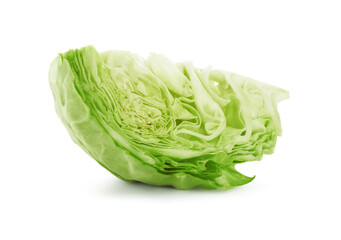 Cut fresh green cabbage isolated on white