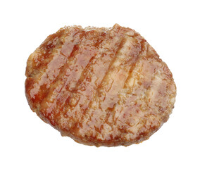 One delicious hamburger patty isolated on white