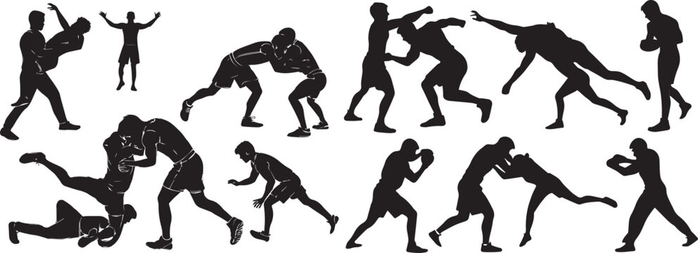 Brazilian Jiu-Jitsu Clipart and Silhouette Vector Collection

