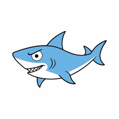 Cartoon angry shark illustration isolated on white background