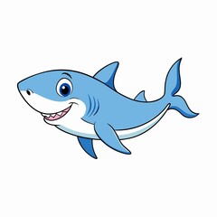 Cute cartoon shark illustration isolated on white background