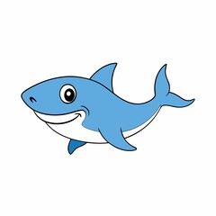 Cute cartoon shark illustration isolated on white background