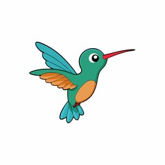 Cute cartoon hummingbird isolated on white background