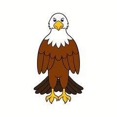 Cartoon bald eagle illustration isolated on white background