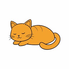 Cute orange cat sleeping cartoon isolated on white background
