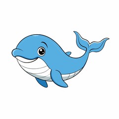 Cute cartoon whale illustration isolated on white background