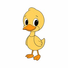 Cute cartoon duckling illustration isolated on white background