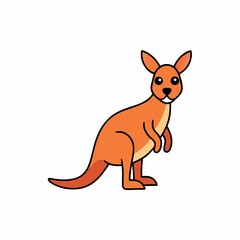 Cute cartoon kangaroo illustration isolated on white background