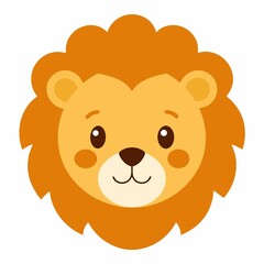Cute cartoon lion head isolated on white background