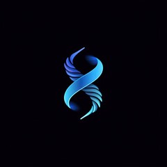 Abstract Blue Ribbon Design on Black Background