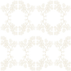 Doodle  floral print on a white background. Design for paper, textile and fabric.  Beige flowers vector seamless pattern.