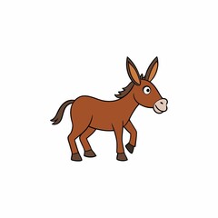 Cute cartoon donkey illustration isolated on white background