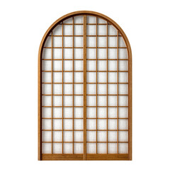Single Arched Shoji Door in Traditional Japanese Style with Translucent Panels Enhancing Natural...