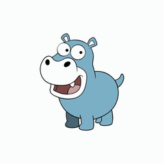 Happy cartoon hippopotamus isolated on white background