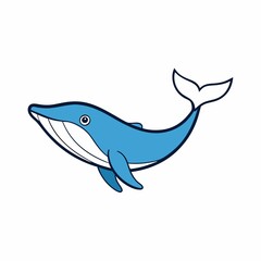 Cute cartoon whale illustration isolated on white background