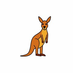 Cute cartoon kangaroo illustration isolated on white background