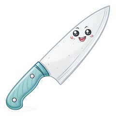 Cute cartoon chef knife character isolated on white background
