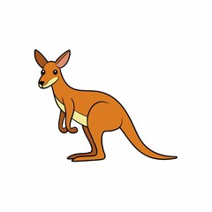 Cute cartoon kangaroo isolated on white background